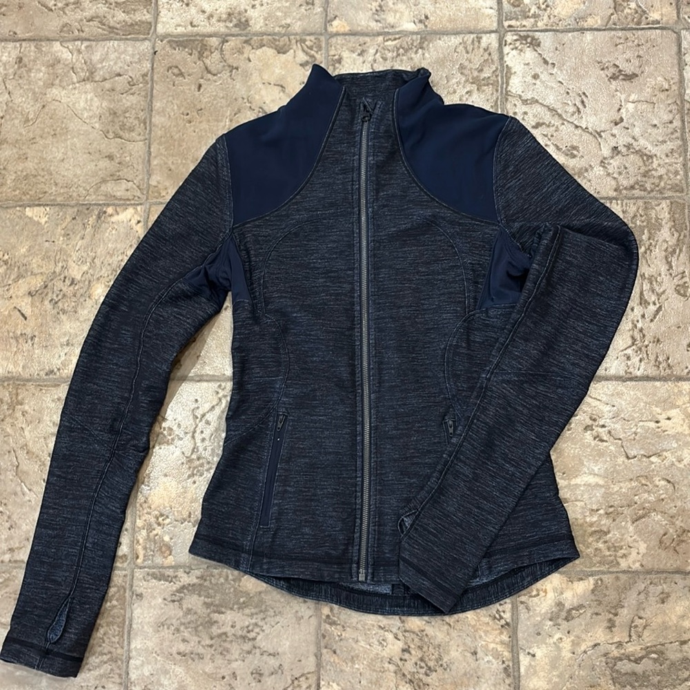 Lululemon Forme Jacket Slub Denim Limitless Inkwell Blue Size 8 Activewear Luon‎